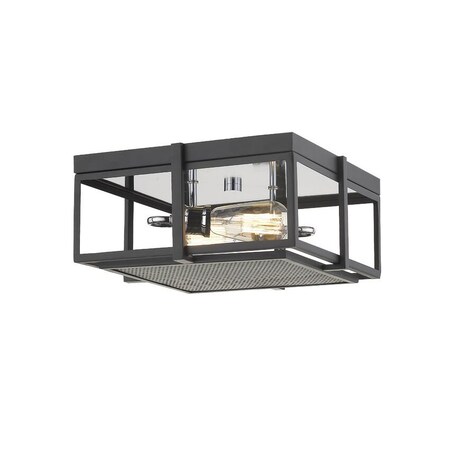 Z-Lite Halcyon 2 Light Flush Mount, Matte Black 724F13-MB+CH